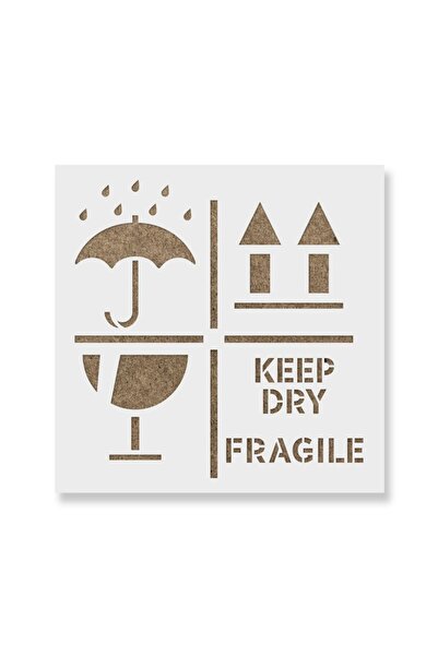 Maxrom Sablon Perete vopsire, tencuiala 0.7mm Keep Dry Fragile Up Text Refolosibil, model MXSP7220, 200 x 2