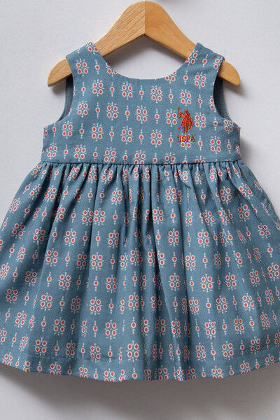 U.S. Polo Assn. Kız Bebek Mavi Sırt Detaylı Elbise 50322895-VR036