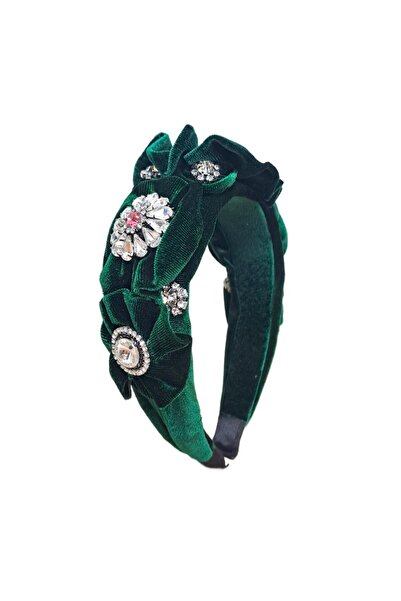 Pursehuit Bentiță verde din catifea cu pietre, Sajda C1