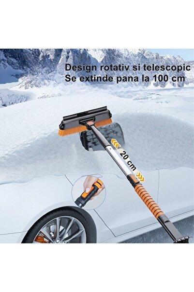 Flippy Φτυάρι Χιονιού, 5 σε 1, Περιστρεφόμενο, Τηλεσκοπικό, Αποσπώμενο, 100 x 25 cm, μαύρο