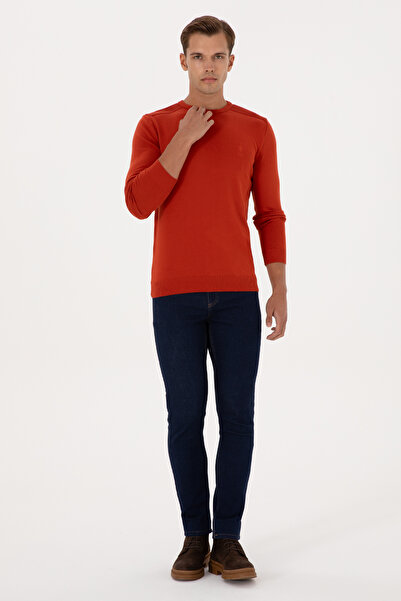 U.S. Polo Assn. Men's Slim Fit Crew Neck Tile Basic Sweater 50307779-Vr031