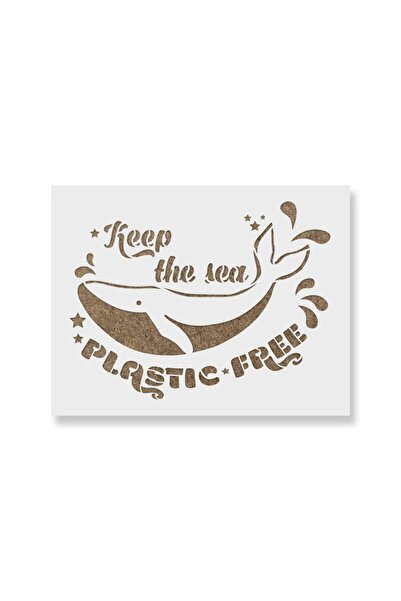 Maxrom Stencil Wall painting, plaster 0.7mm Keep The Sea Plastic Free Reusable, model MXSP7206, 600 x