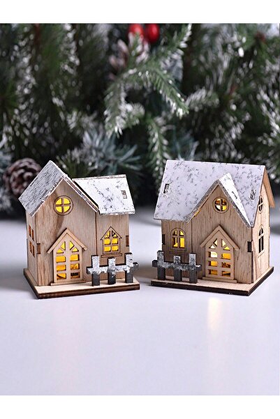 Fly 1PC LED Wooden House Lighting Decoration Ornaments, Home Desktop Decorations, Birthday Gifts