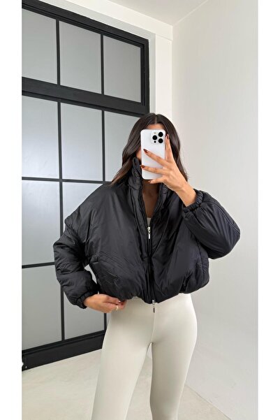 Gaus Black Short Puffer Jacket Gaus-00137