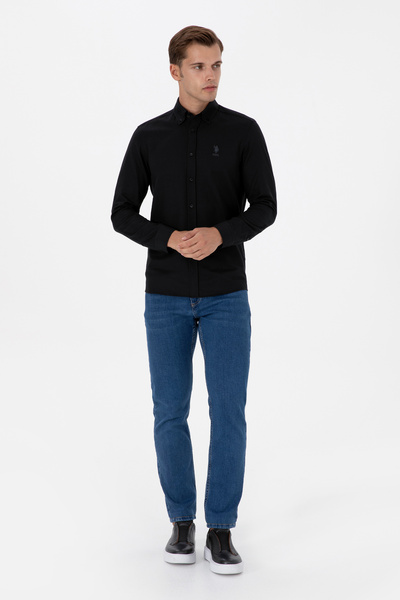 U.S. Polo Assn. Men's Black Long Sleeve Basic Shirt 50307701-Vr046