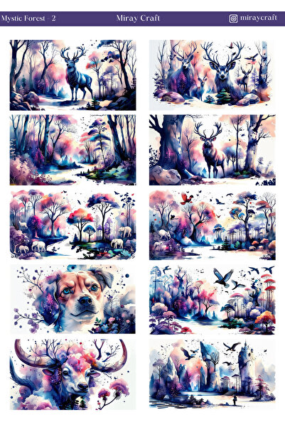 MirayDesign 1 list ilustracije misteriozne šume, tematska nalepnica 12*17 cm ...