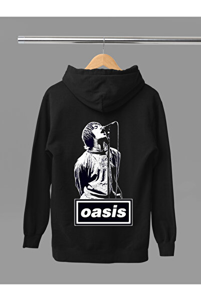 MAGORS Hanorac rock cu glugă, cu mânecă lungă, din bumbac imprimat OASIS, cu ...