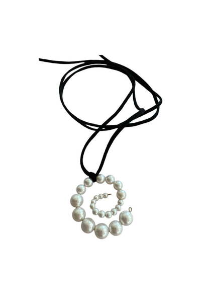 ohmygod jewelry 925 Argint Colier tip choker din argint 925 cu perle și șnur – Azul