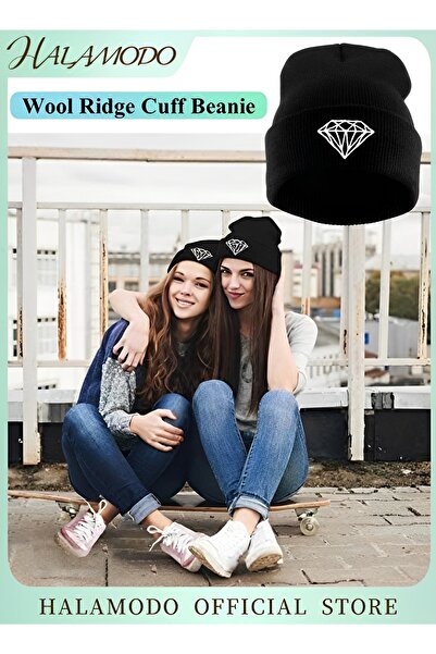 HALAMODO قبعة شتوية دافئة للنساء من الصوف مع حافة رفيعة، قبعة شتوية دافئة مبط...