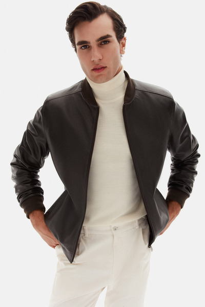 D'S Damat Ds Damat Regular Fit Brown Plain Leather Coat