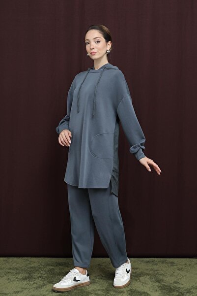 Puane Women's 14306 Hooded Trouser Suit with Embellished Back