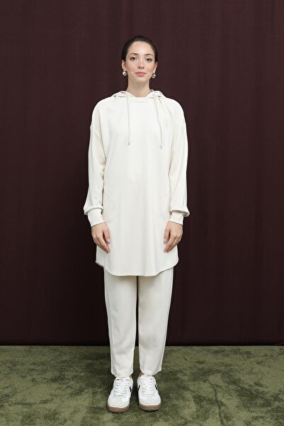 Puane Women's 14306 Hooded Trouser Suit with Embellished Back