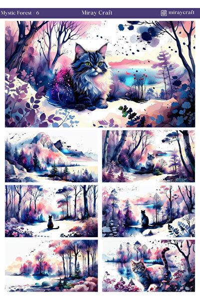 MirayDesign 1 list ilustracije misteriozne šume, tematska nalepnica 12*17 cm ...