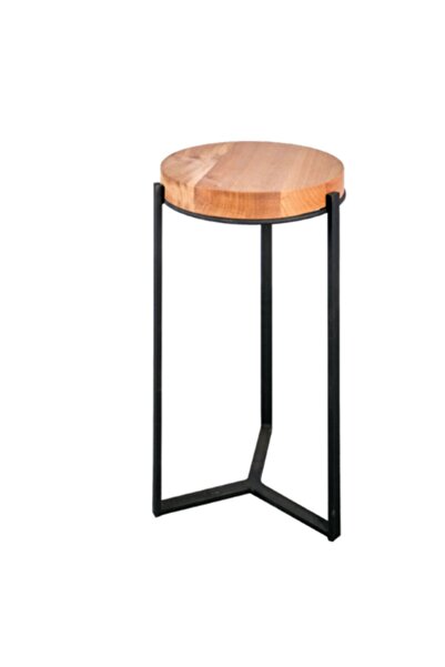 MONTANA CAMPENI NATURAL WOOD SIDE TABLE AND BLACK METAL FRAME