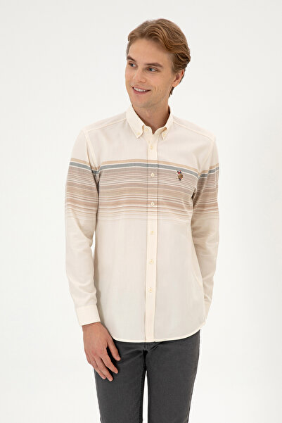 U.S. Polo Assn. Men's Camel Long Sleeve Shirt 50316787-Vr233