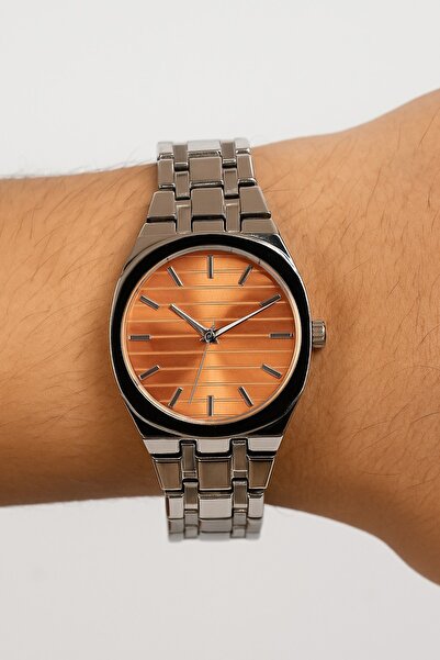 İ&A HOME Men's Wristwatch Steel Band Orange Dial – Waterproof Stylish Watch