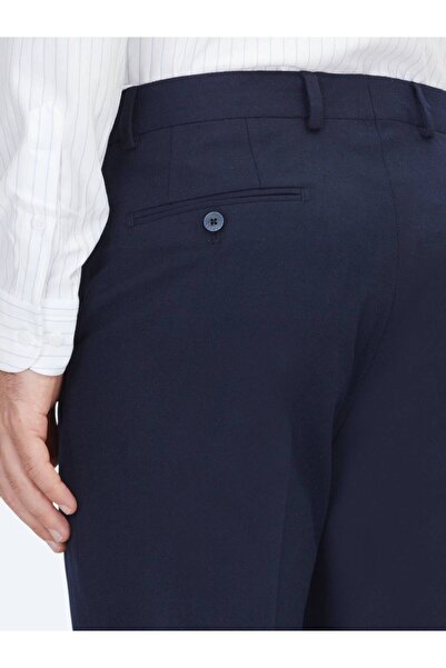Kip Lacivert Düz Dokuma Fitted Fit Klasik Pantolon