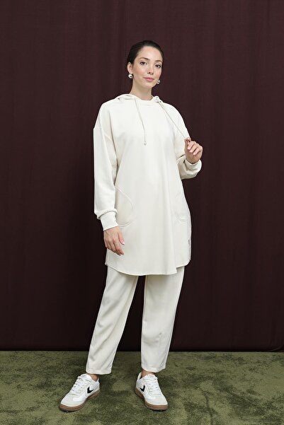 Puane Women's 14306 Hooded Trouser Suit with Embellished Back