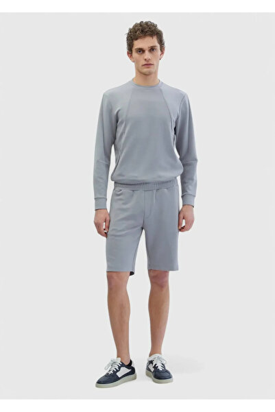 Ramsey Light Gray Plain Knitted Jogging Fit Sports Bermuda