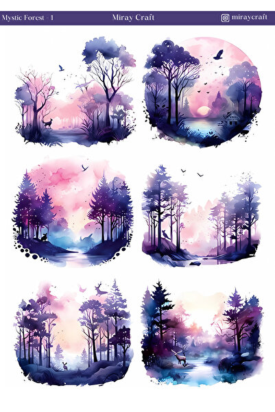 MirayDesign 1 list ilustracije misteriozne šume, tematska nalepnica 12*17 cm ...