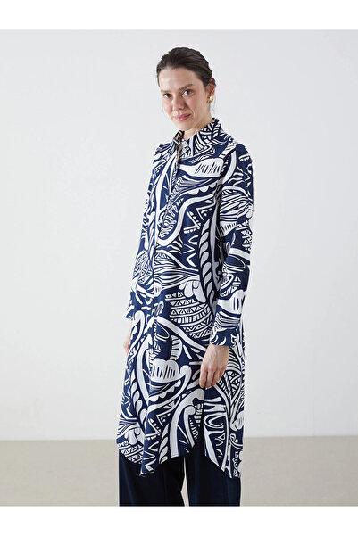 LC Waikiki Γυναικείο πουκάμισο LCWAIKIKI Classic Navy Blue με σχέδιο