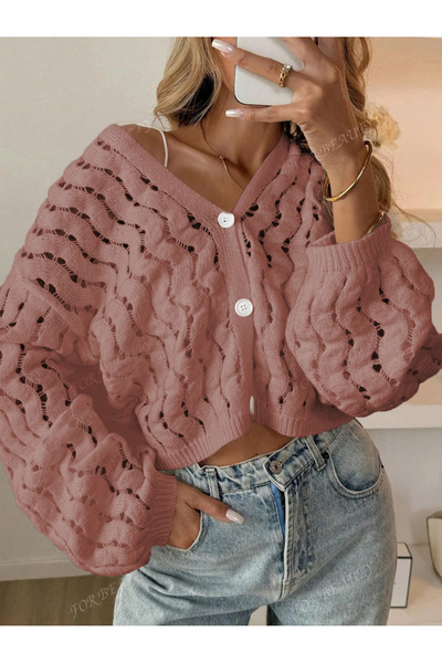 citystyle سترة نسائية محبوكة بياقة على شكل V وأكمام قصيرة، تصميم عصري مع أزرا...