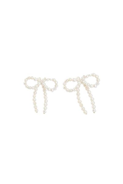 ohmygod jewelry 925 Argint Cercei cu fundă din argint 925 - Argint și perle