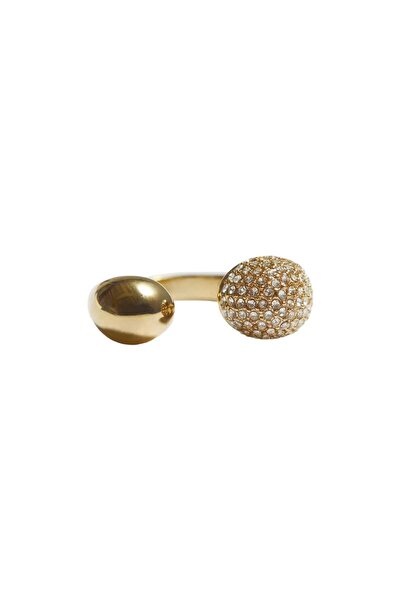 ohmygod jewelry Inel din argint 925 placat cu aur și cristale albe - Bold Crystal
