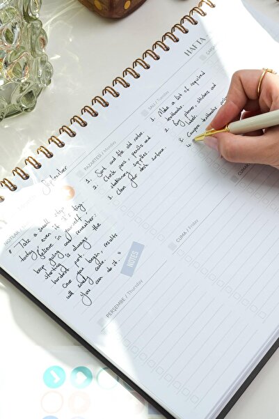 Matt Notebook Süresiz Haftalık Masaüstü Planlayıcı 12 Aylık Undated Desk Planner Siyah