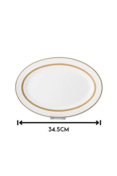 ORIAN White and gold porcelain rice plate with delicate patterns, oval, size 34*23 cm, 1 piece