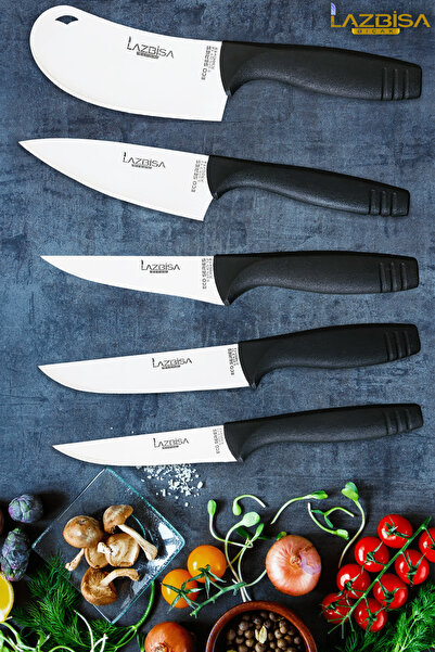 LAZBİSA Eco Serisi Mutfak Bıçak Seti Et Ekmek Sebze Pizza Salata Börek Şef Bıçağı 5 Li Set HDS-06