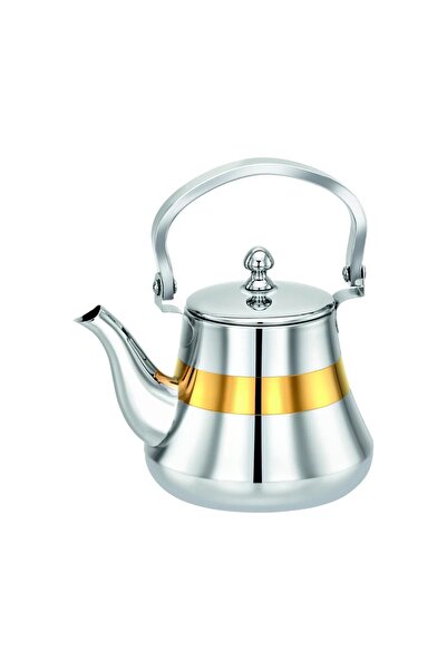 Bohara إبريق شاي هندي من الفولاذ، خط ذهبي، 1600 مل