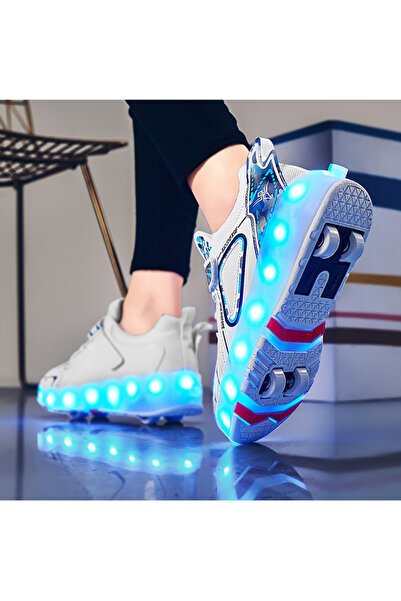 KidLe Kids Roller Skates Shoes, Rechargeable Skates Shoes With Double Wheels Sport Sneaker