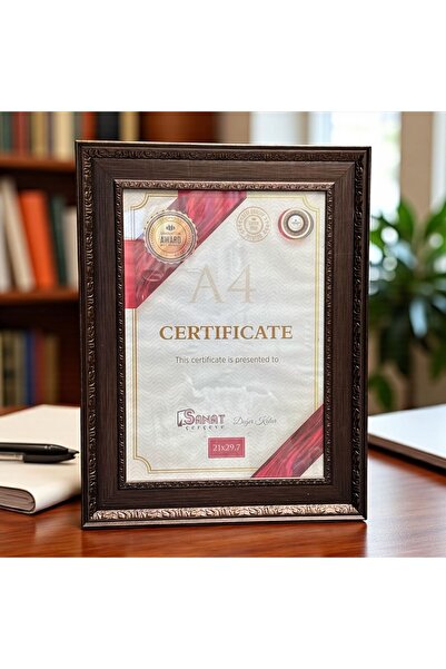 Peramari Decorative Wooden Art Certificate Frame Brown A4 Size