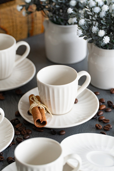 Heda Porselen Karizma 12 Parça 6 Kişilik Porselen Kahve Fincan Takımı