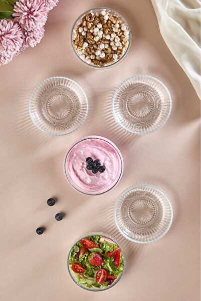 Lora Bianca Lumi 6 Piece Glass Snack - Sauce - Turkish Delight Mini Presentation Bowl - 11 cm