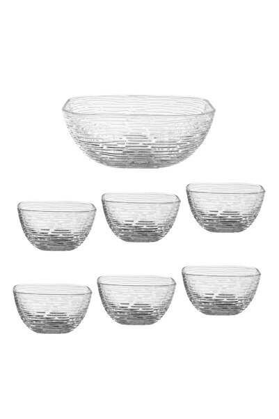 ORIAN 7-piece striped glass yogurt set