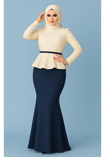 CNG MODA Fish Skirt Gathering Stylish Design Hijab Evening Dress