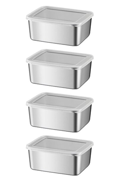 Chavin 4 Pieces 304 Steel 550 ml Food Fruit Meat Refrigerator Nutrition Storage Container Mt107-4