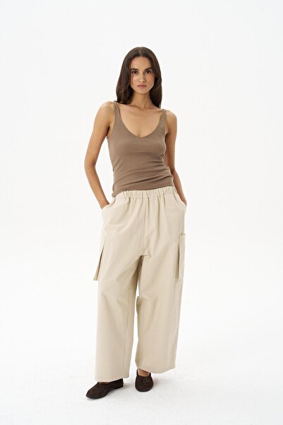 Beauty Omelette Taş Gabardin Baggy Pantolon
