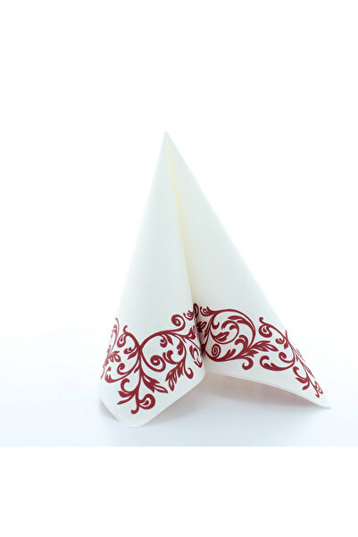 Mank Șervețele de masă festive Linclass - Rob (contur bordeaux) / 40 x 40 cm / 50 buc