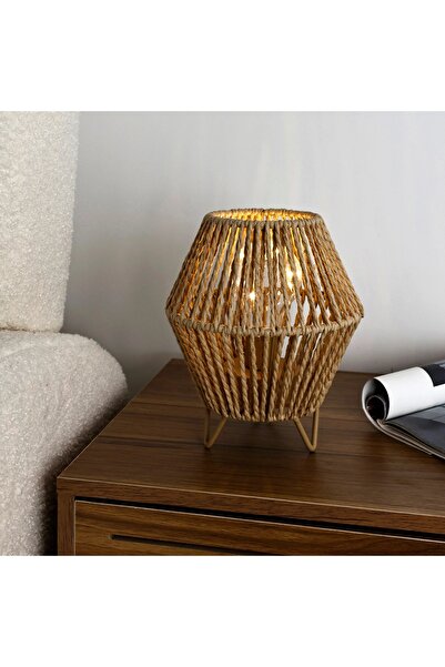 Generic مصباح طاولة Averil Paper Rope LED يعمل بالبطارية - 19 سم