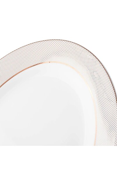 ORIAN White oval porcelain rice plate with gold dots, size 34*23 cm, 1 piece