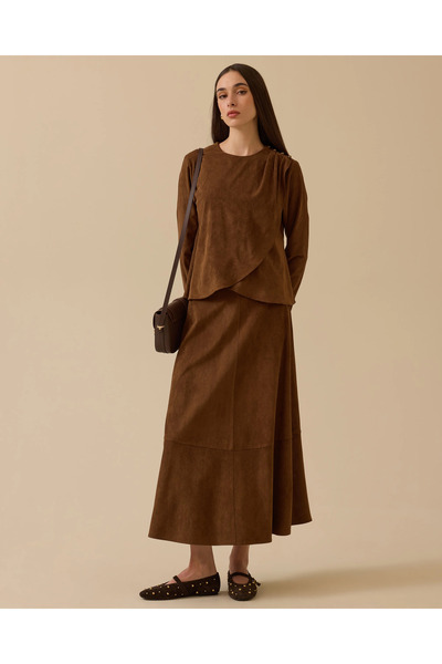 SCL Süet Maksi Etek