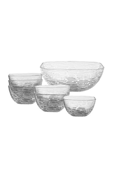ORIAN 7-piece striped glass yogurt set
