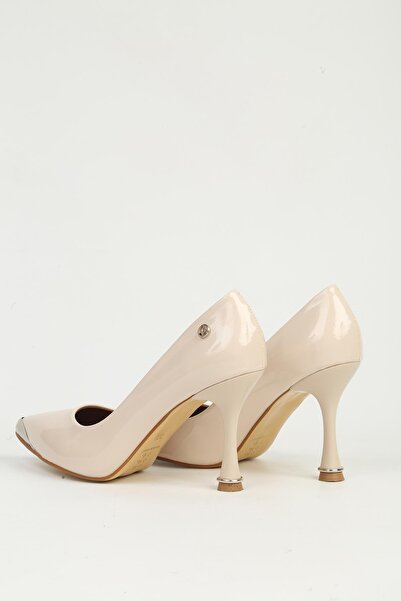 Pierre Cardin Beige Patent Leather Heeled Shoes Pc-55118