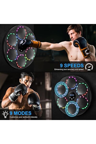 Puepoul Aparat de box cu muzică, lumini LED, conectivitate Bluetooth, negru