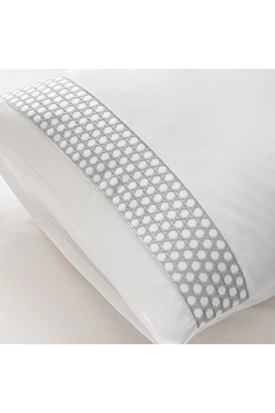 Penelope 100% Cotton Satin Fabric Duvet Cover Set 200X220 cm White Blue - Regina Series