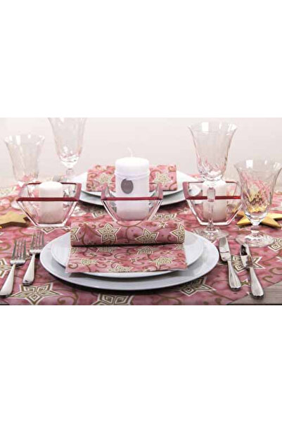 Mank Șervețele de masă festive Linclass - Josh (burgundy-auriu) / 40 x 40 cm / 50 buc