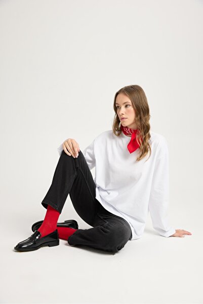 minaaise Μπλουζάκι με φαρδιά μανίκια Oversize Basic Λευκό